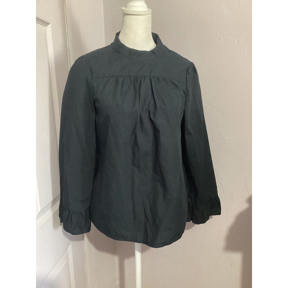 Final sale! Maeve Black Flare Sleeve Pullover Cotton Mock Neck Blouse Size 00